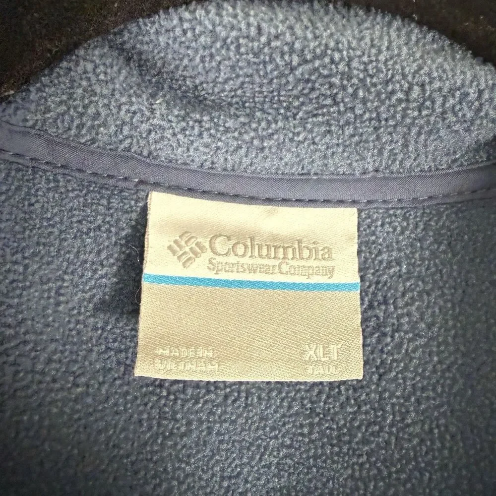 Columbia Fleece 1/4 Snap Pullover Men's XL Tall Blue Long Sleeve Pullover